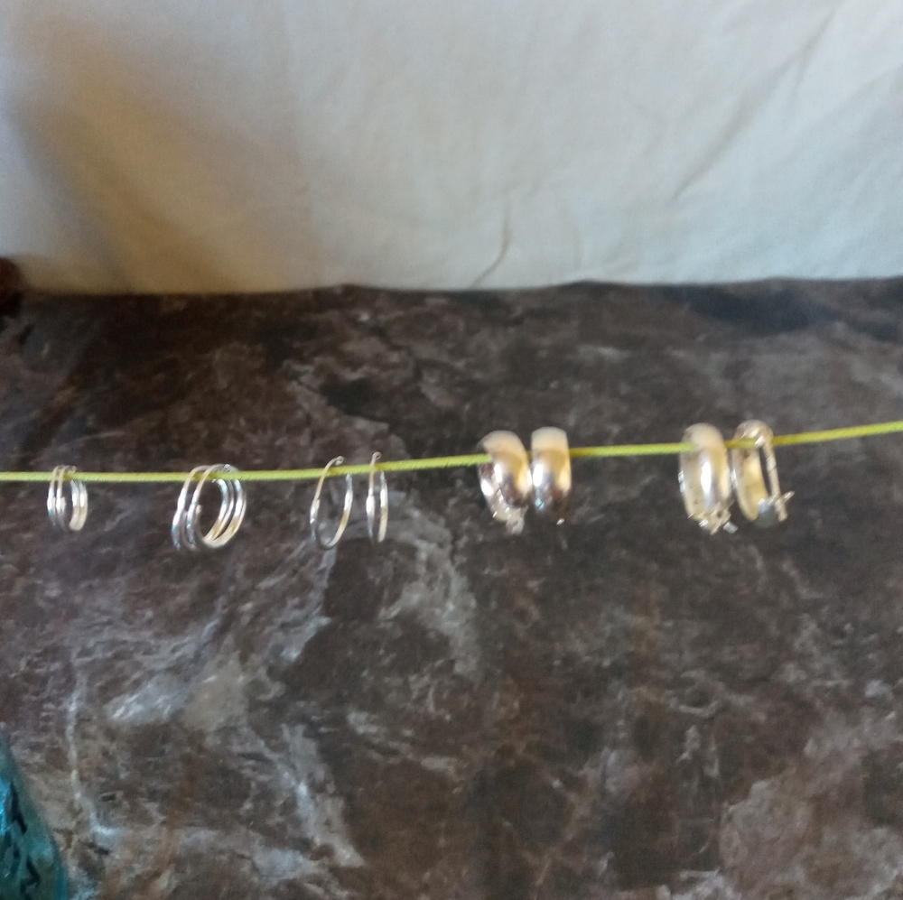 Five Pairs of Sterling Silver Hoop Earrings